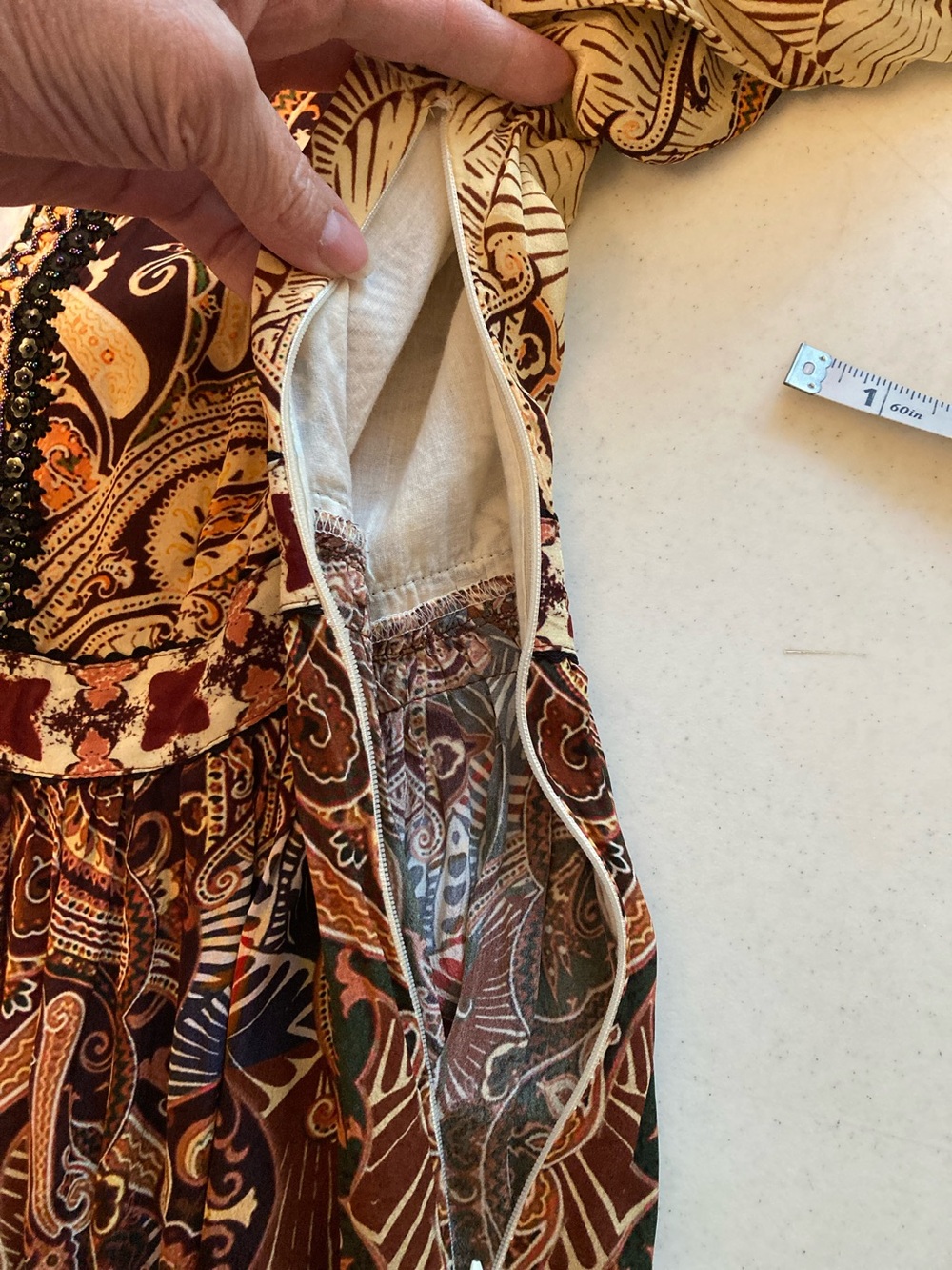 Bohemian V-Neck Maxi Dress in Brown and Cream - Picture 12 of 16